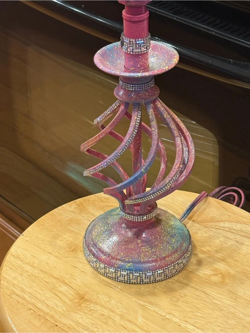 “Rainbow Splash” Swirl Decorative table lamp with rhinestone accents!